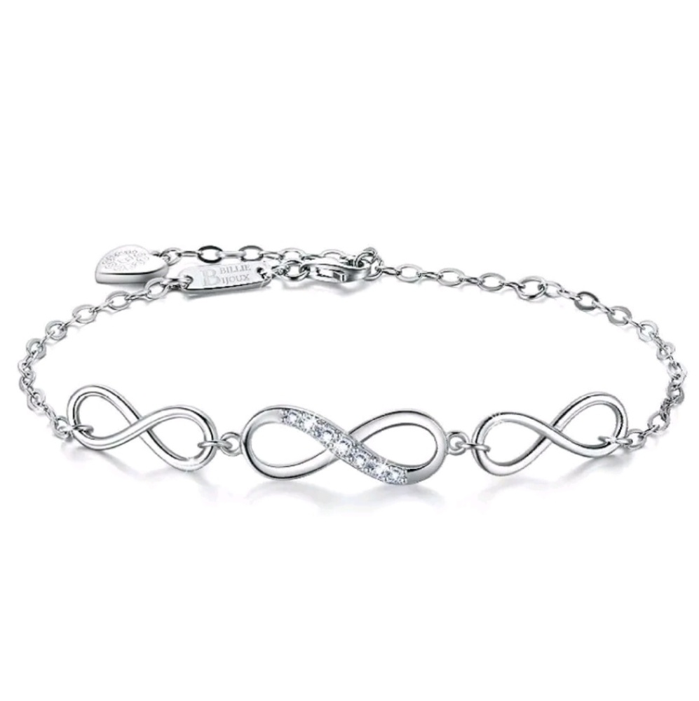 925 Sterling Silver Infinity Endless Love Bracelet